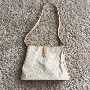 Stella & Dot Neutral Crosby Woven Chevron Hobo Bag